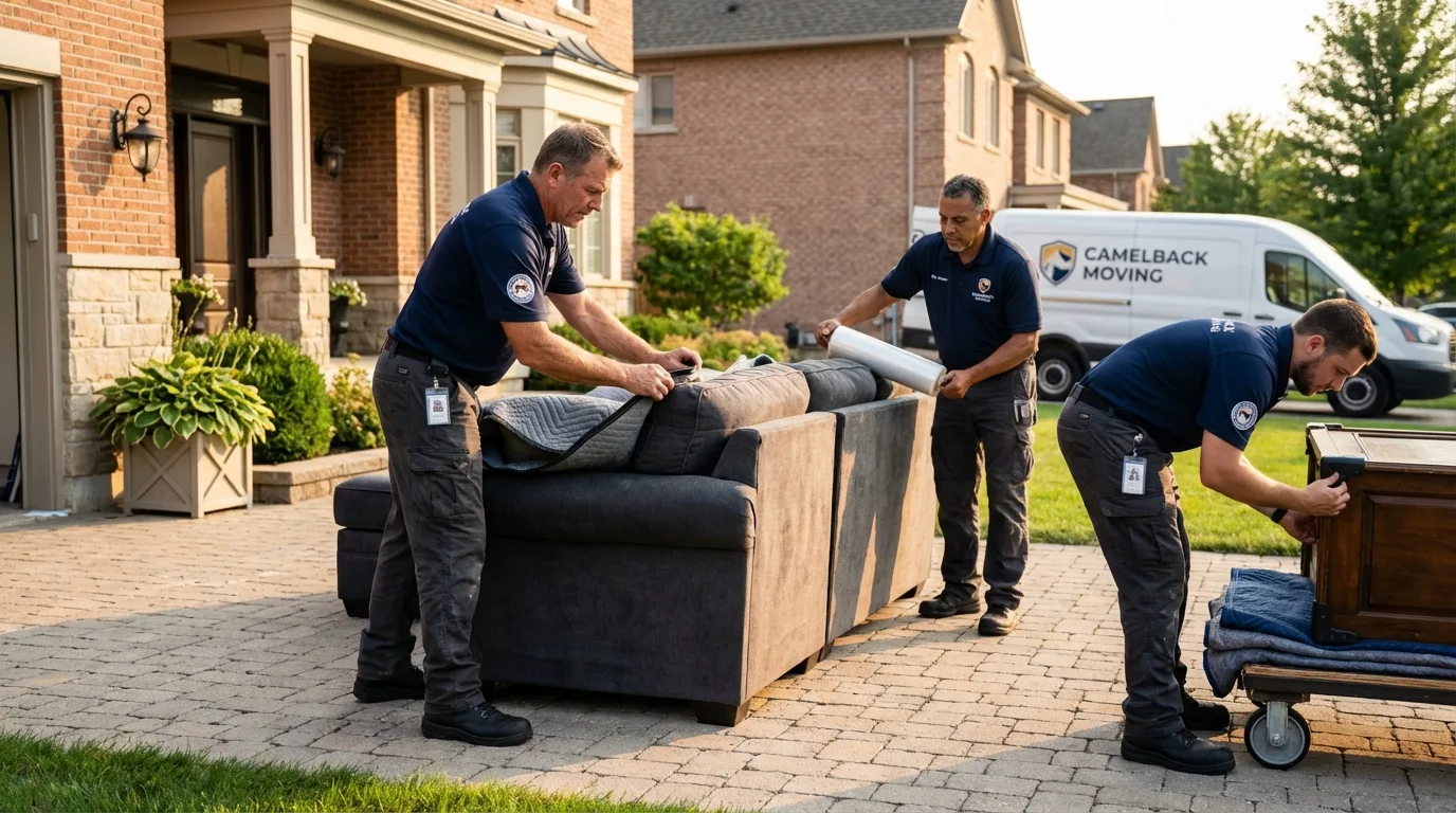 Large estate moving crew wrapping furniture in Burney, CA